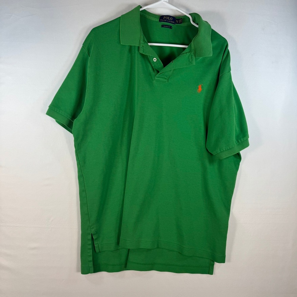 Polo Ralph Lauren Men XL Green Classic Fit Cotton Jersey Short Sleeve Polo Shirt